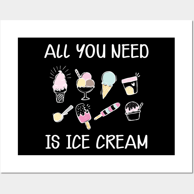 Ice Cream - All you need is ice cream Wall Art by KC Happy Shop